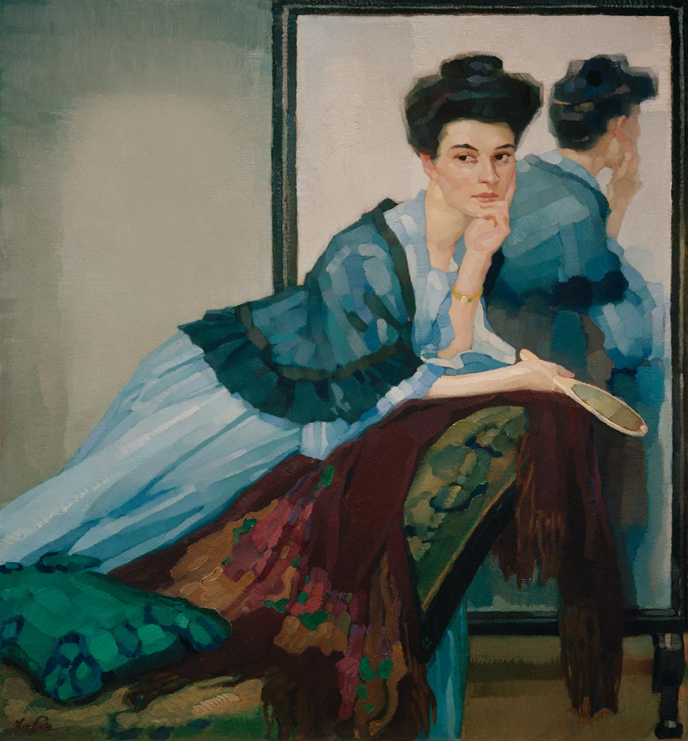 Dame in Blau, 1908. van Leo Putz