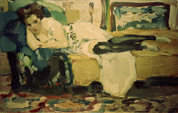 Dame auf dem Sofa, um 1908. van Leo Putz