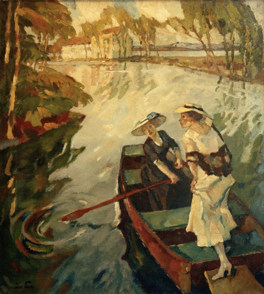 Sonnige Ausfahrt (Zwei Frauen im Boot van Leo Putz