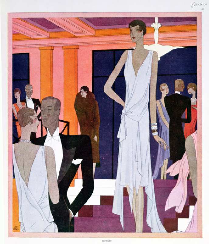 The Miramar at Cannes, fashion plate from Femina magazine, December 1928 (colour litho) van Leon Benigni