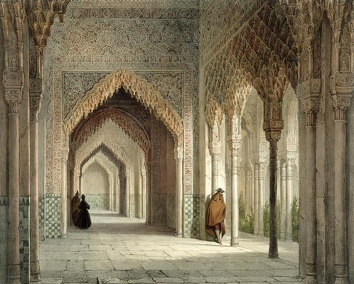 The Court Room of the Alhambra, Granada, 1853 (litho) van Leon Auguste Asselineau
