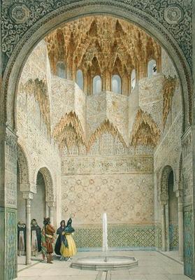 The Hall of the Abencerrages, the Alhambra, Granada, 1853 (coloured litho) van Leon Auguste Asselineau