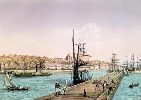 View of the Port of Boulogne, from a series entitled 'La France de Nos Jours', 1856 (colour litho)