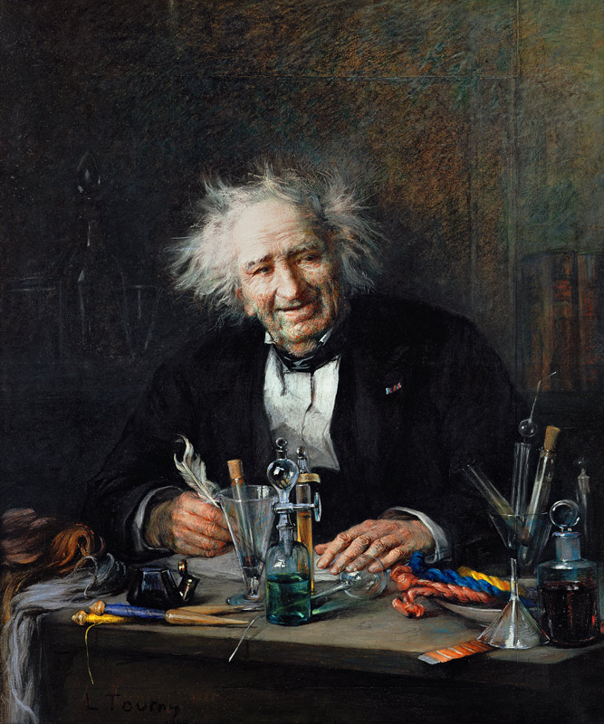 Portrait of Michel-Eugene Chevreul (1786-1889) van Leon Auguste Tourny