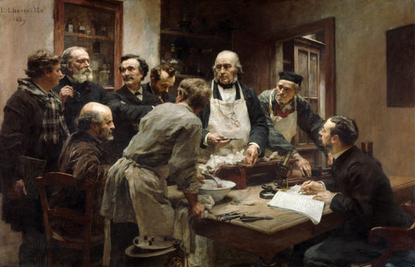 The Lesson of Claude Bernard (1813-78) or, Session at the Vivisection Laboratory van Leon Augustin Lhermite