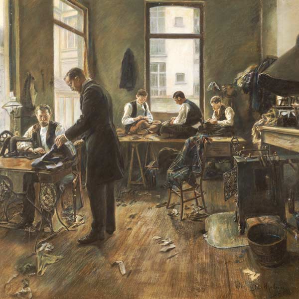 In der Schneiderwerkstatt. van Léon Bartholomé
