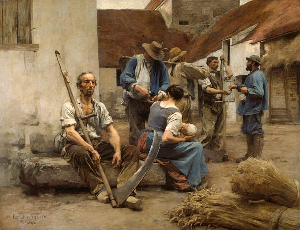 The Harvesters' Pay, after the original of 1882 (colour litho) van Leon Lhermitte