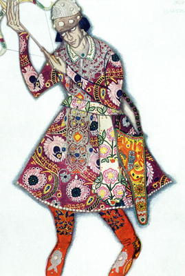 Costume design for The Tsarevitch, from The Firebird (colour litho) van Leon Nikolajewitsch Bakst