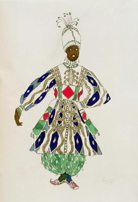 Costume for a 'negro', from Aladdin, 1916 (colour litho) van Leon Nikolajewitsch Bakst