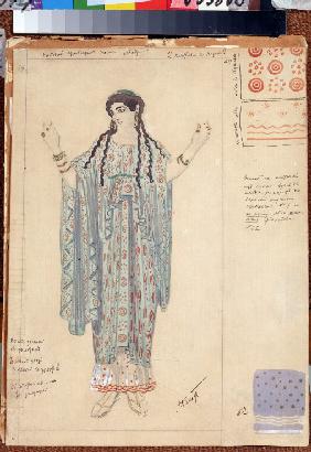 Lady-in-waiting. Costume design for the drama Hippolytus by Euripides