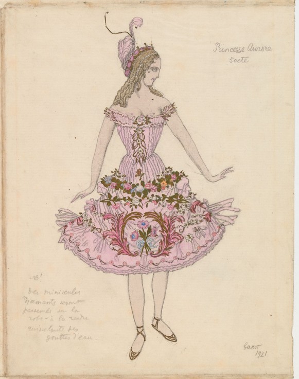 Costume design for the ballet Sleeping Beauty by P. Tchaikovsky van Leon Nikolajewitsch Bakst