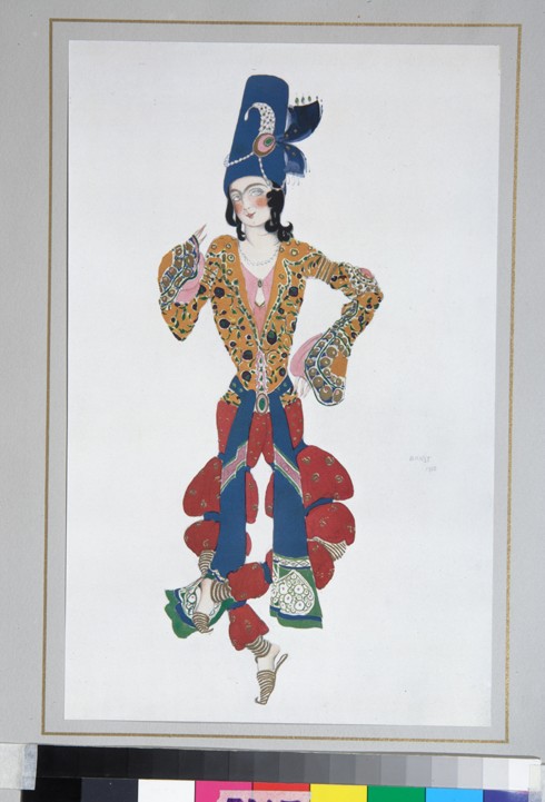 Costume design for the ballet Sheherazade by N. Rimsky-Korsakov van Leon Nikolajewitsch Bakst