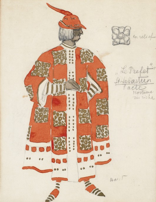 Costume design for the play "The Martyrdom of St. Sebastian" by Gabriele D'Annuzio van Leon Nikolajewitsch Bakst
