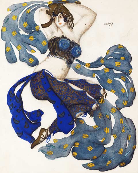 Odalisque. Costume design for the ballet Sheherazade by N. Rimsky-Korsakov van Leon Nikolajewitsch Bakst
