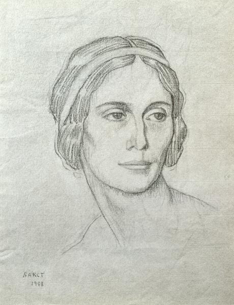 Portrait of Anna Pavlova (1881-1931) van Leon Nikolajewitsch Bakst