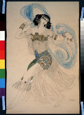 Dance of the seven veils. Costume design for the play Salome by O. Wilde