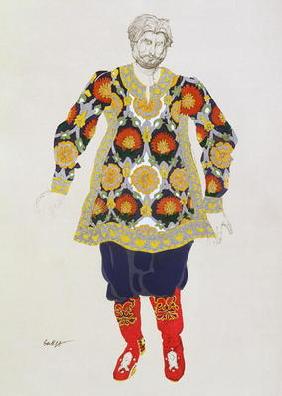 Costume design for a man, from Sadko, 1917 (colour litho)