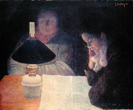 Reading under the Lamp van Leon Pourtau