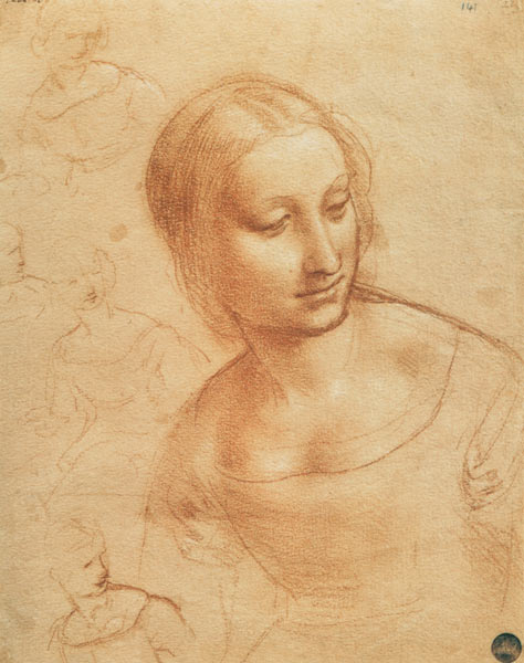 Madonna mit der Spindel (Studie) van Leonardo da Vinci