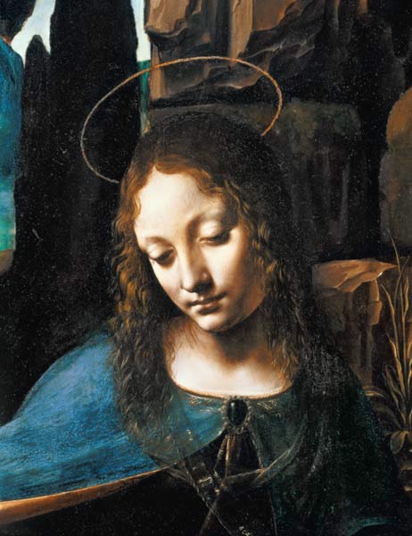 Detail of the Head of the Virgin, from The Virgin of the Rocks (The Virgin with the Infant Saint Joh van Leonardo da Vinci