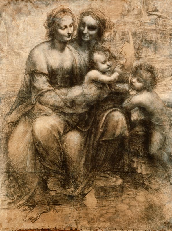 Die Jungfrau und Kind mit der Heiligen Anne und dem Heiligen John, den Baptisten van Leonardo da Vinci