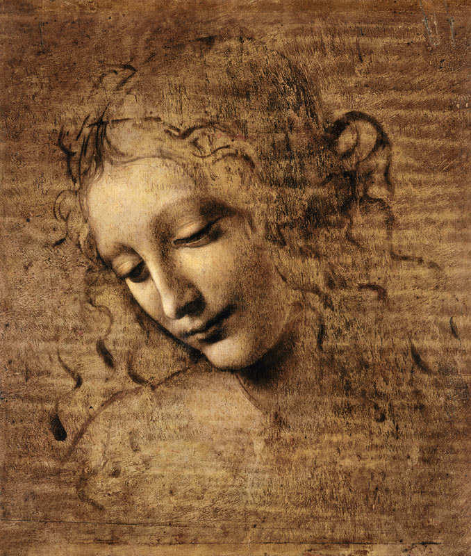 Vrouwenhoofd, Head of a woman van Leonardo da Vinci
