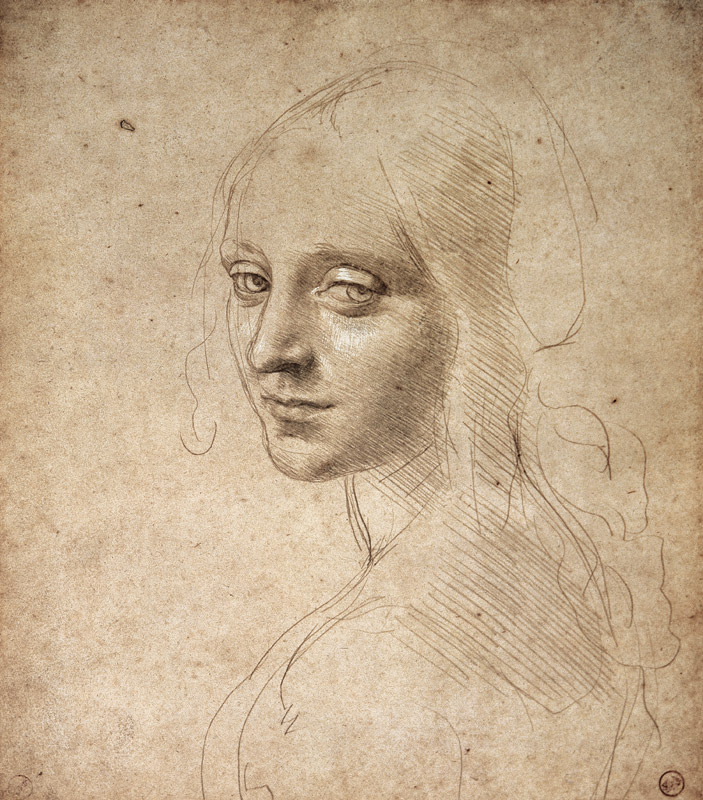 Hoofd van een vrouw van Leonardo da Vinci