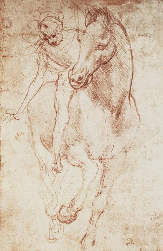 Horse and Rider (silverpoint) van Leonardo da Vinci