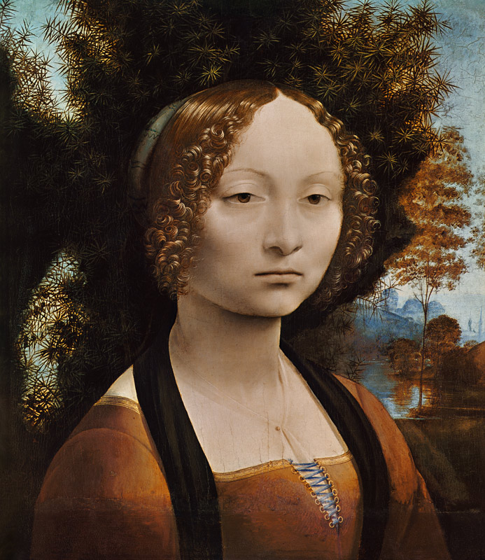 Portrait der Ginevra Benic (Vorderseite) van Leonardo da Vinci
