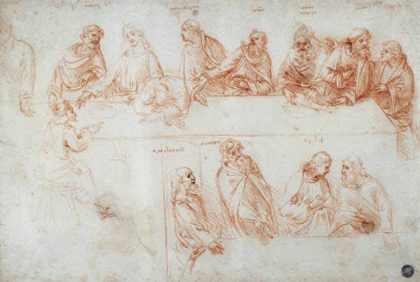 Preparatory drawing for the Last Supper   van Leonardo da Vinci