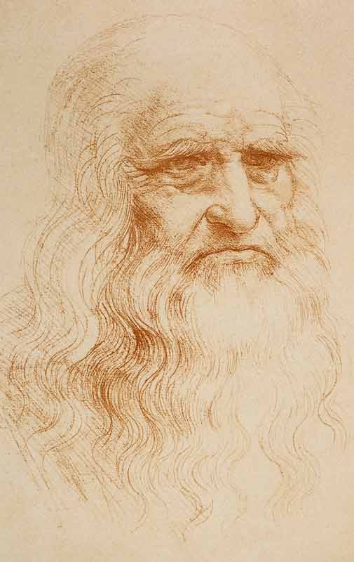 Portret van man met baard, mogelijk zelfportret  van Leonardo da Vinci