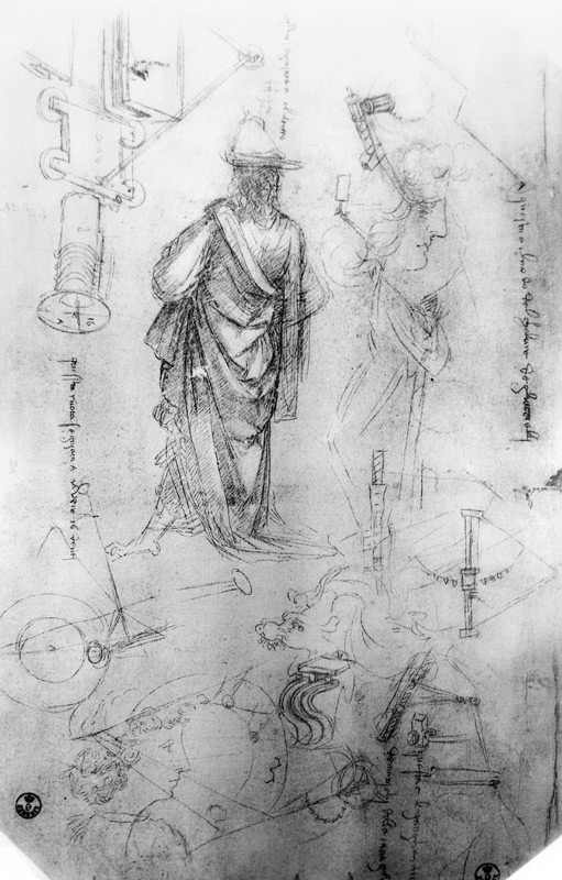 Studies (pen and ink on paper) van Leonardo da Vinci