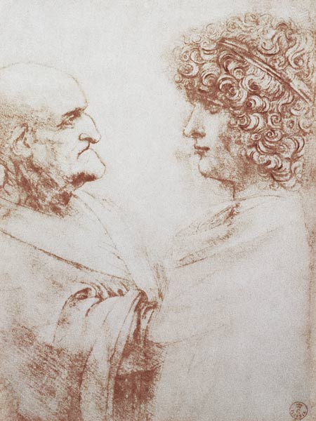 Two Heads in Profile van Leonardo da Vinci