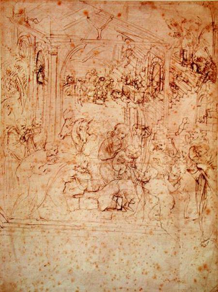 Compositional sketch for The Adoration of the Magi van Leonardo da Vinci