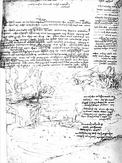 Fol.145v-a, page from Da Vinci''s notebook van Leonardo da Vinci