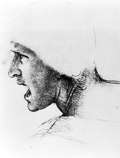 Study for the head of a soldier in ''The Battle of Anghiari'', c.1504-05 van Leonardo da Vinci