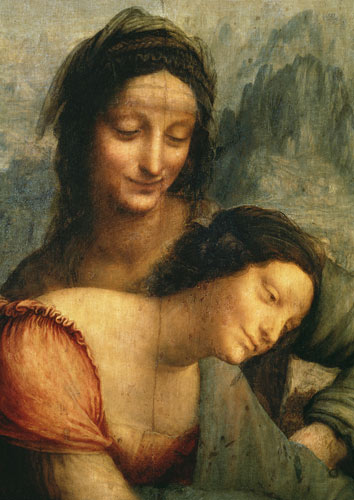 The Virgin and Child with St. Anne, detail of the Virgin and St. Anne van Leonardo da Vinci