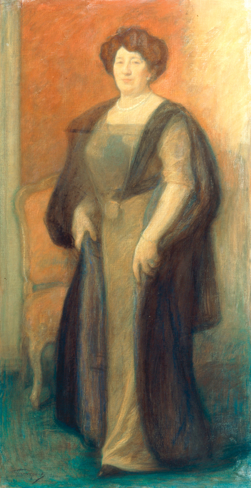 Portrait of Anna Borisovna Visotskaya van Leonid Ossipowitsch Pasternak