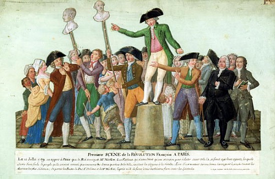 The Beginning of the French Revolution, 12 July 1789, Paris (gouache on card) van Lesueur Brothers