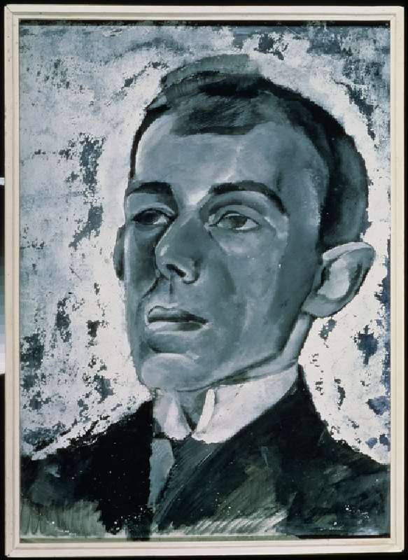 Portrait of the Poet Ossip Mandelstam (1891-1938) (gouache on paper) van Lev Aleksandrovitc Bruni