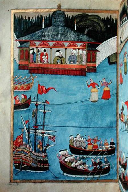 TSM A.3593 Nautical Festival before Sultan Ahmed III (1673-1736) from 'Surname' by Vehbi van Levni