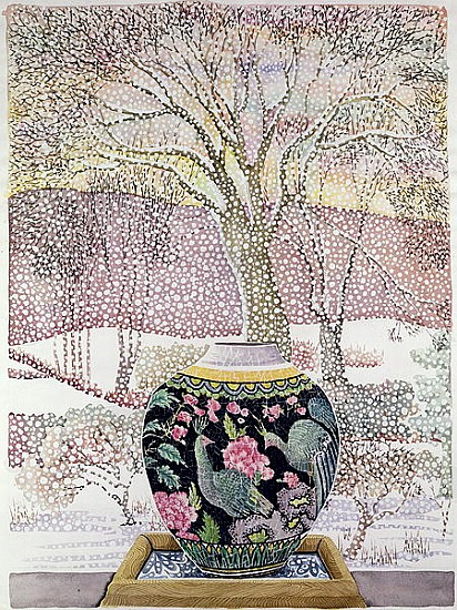 Large Ginger Jar in Snowstorm van Lillian  Delevoryas
