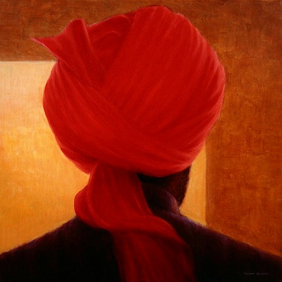 Red Turban on Amber, Deoghar (oil on canvas)  van Lincoln  Seligman