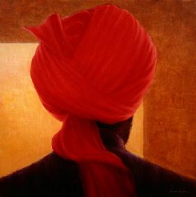 Red Turban on Amber, Deoghar (oil on canvas) 