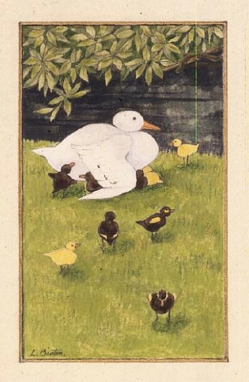Mother Duck with Ducklings van Linda  Benton