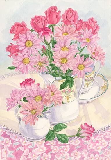 Roses and Chrysanthemums, 1996 (w/c on paper)  van Linda  Benton
