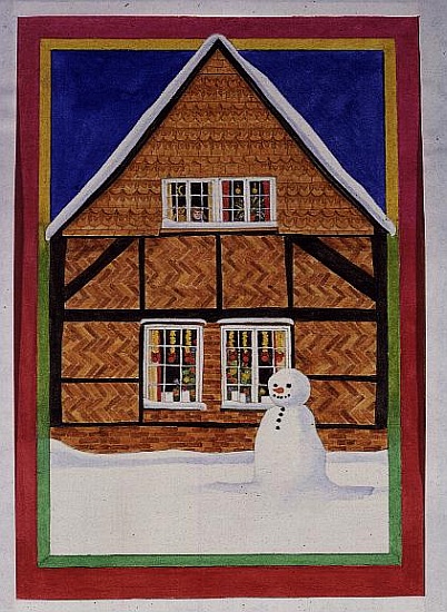 Snowman and Haybourne House van Linda  Benton