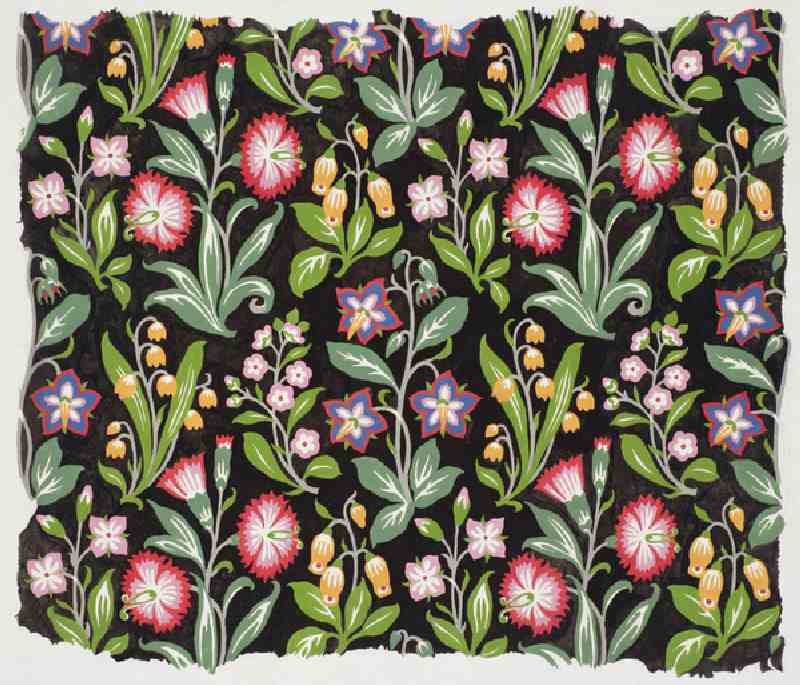 Floral design on black ground van Lindsay P. Butterfield
