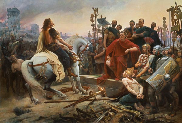 Vercingetorix throws down his arms at the feet of Julius Caesar van Lionel Noel Royer