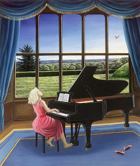 Playing Mozart (oil on canvas)  van Liz  Wright
